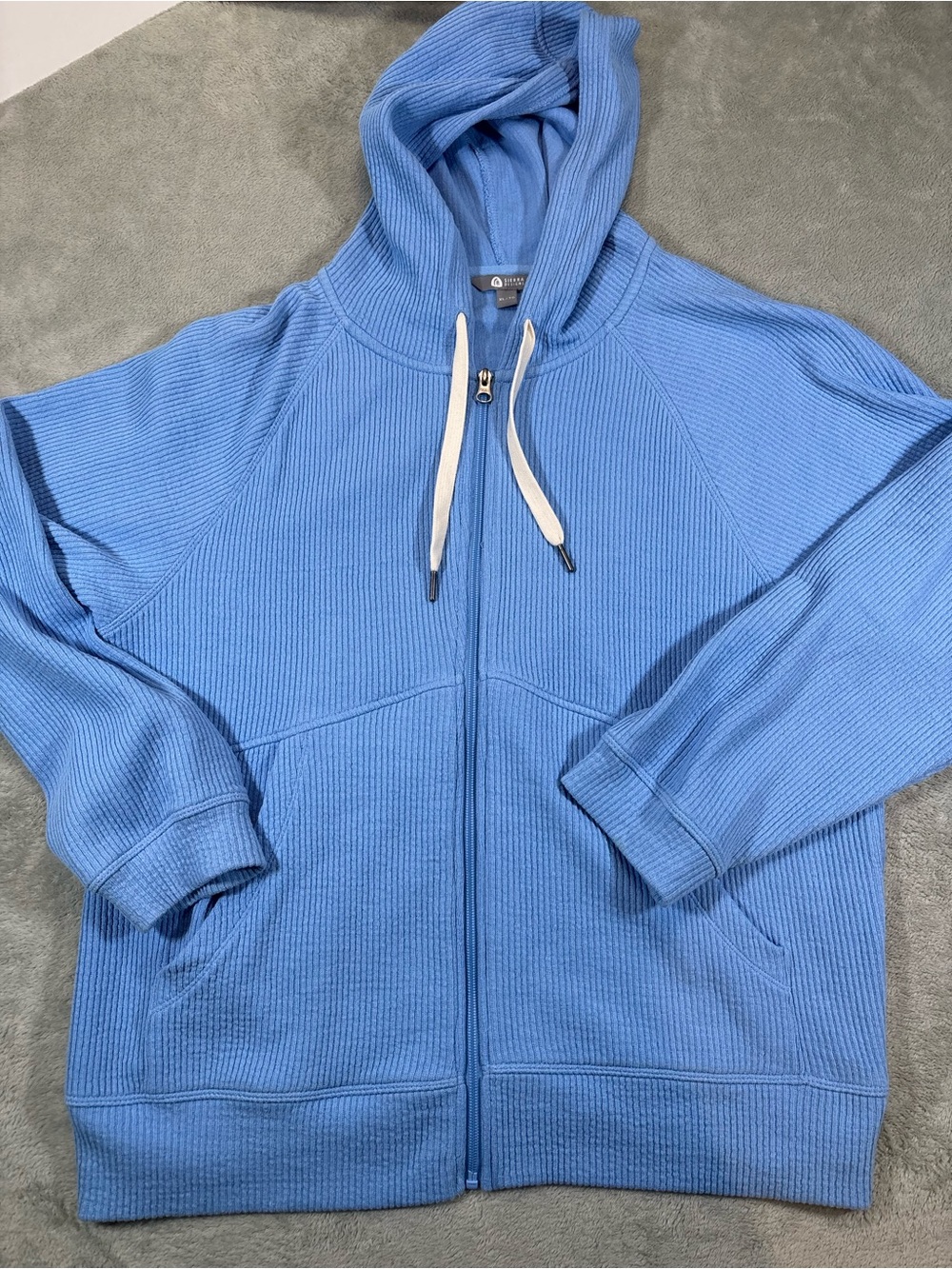 High Sierra Full Zip Ribbed Hoodie Light Blue XL